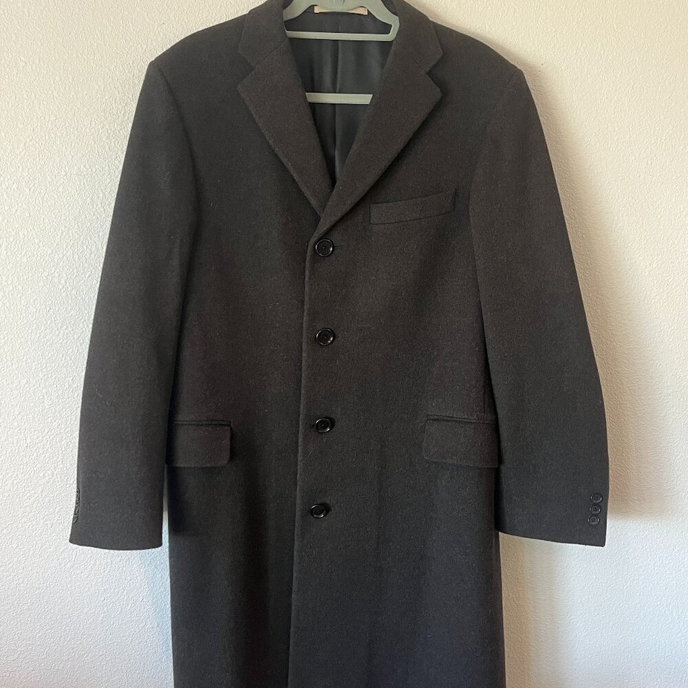 Men's Burberry 100% Wool Charcoal Grey Winter Top Coat 40 Regular